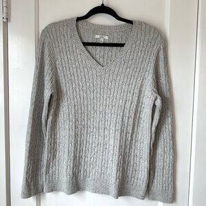 Croft & Barrow 100% Cotton Cable Knit V-Neck Sweater, Size L